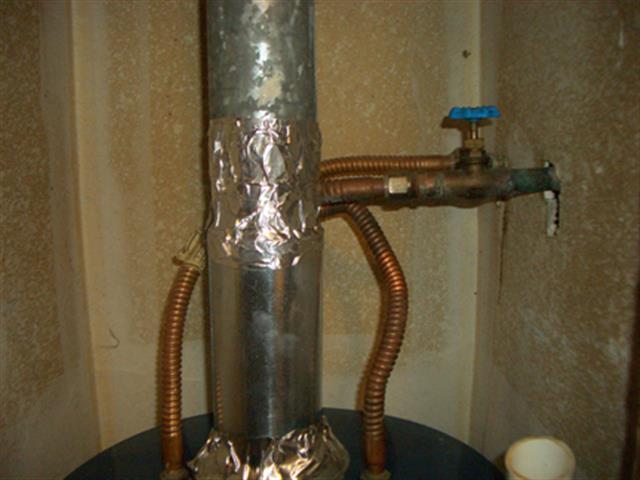 improper gas flue pipe material used for heating unit